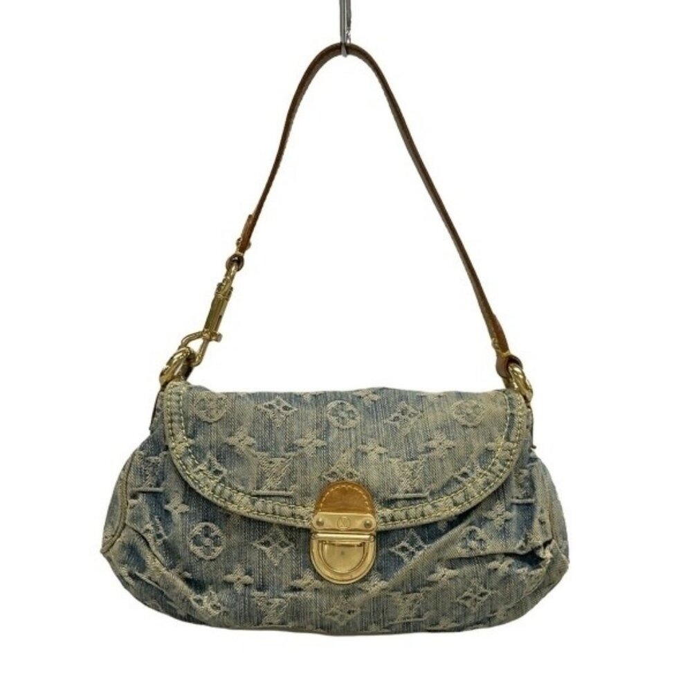Authentic Louis Vuitton Denim Mini Pleaty Vintage Pouch Pochette Bag Monogram LV - Picture 2 of 12